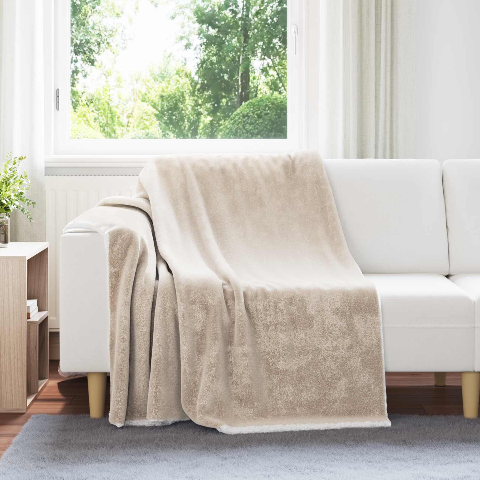 Throw tæppe Beige 150 x 200 cm Fleece