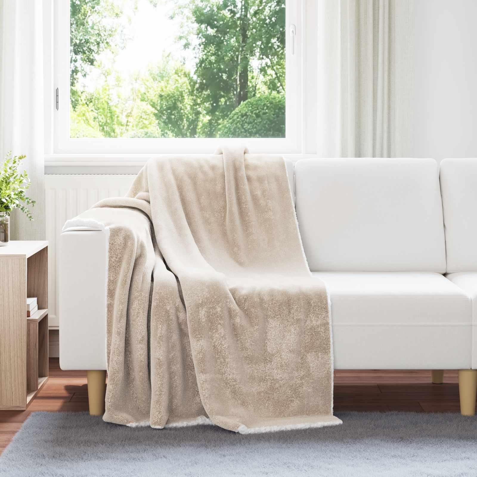 Throw Tæppe Fleece - Beige / 130 x 150 cm