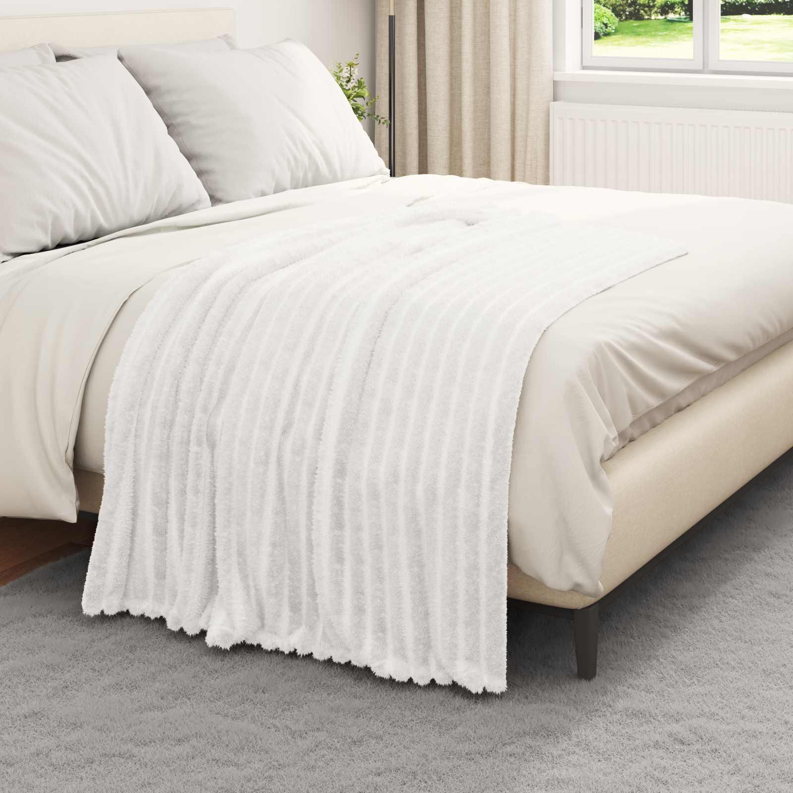 Throw tæppe Hvid 150 x 130 cm Fleece