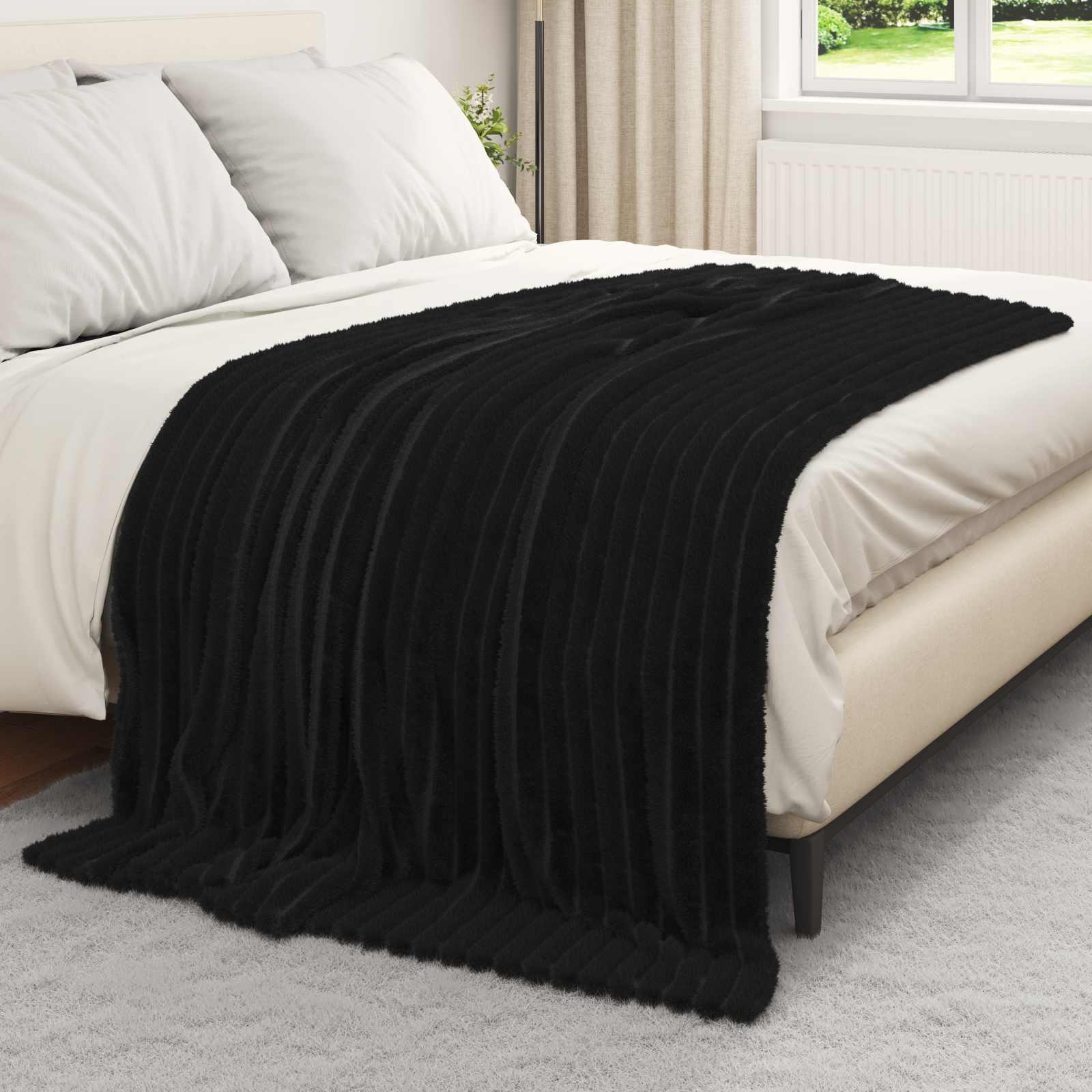 Throw tæppe Sort 200 x 150 cm Fleece