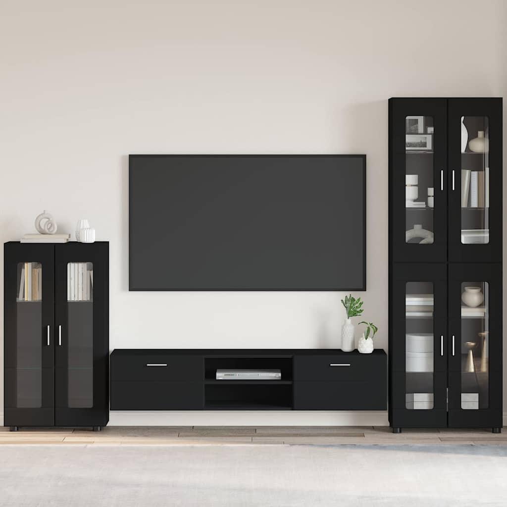 Sidebord med hylde Sort 55,5 x 29 x 100 cm Konstrueret træ