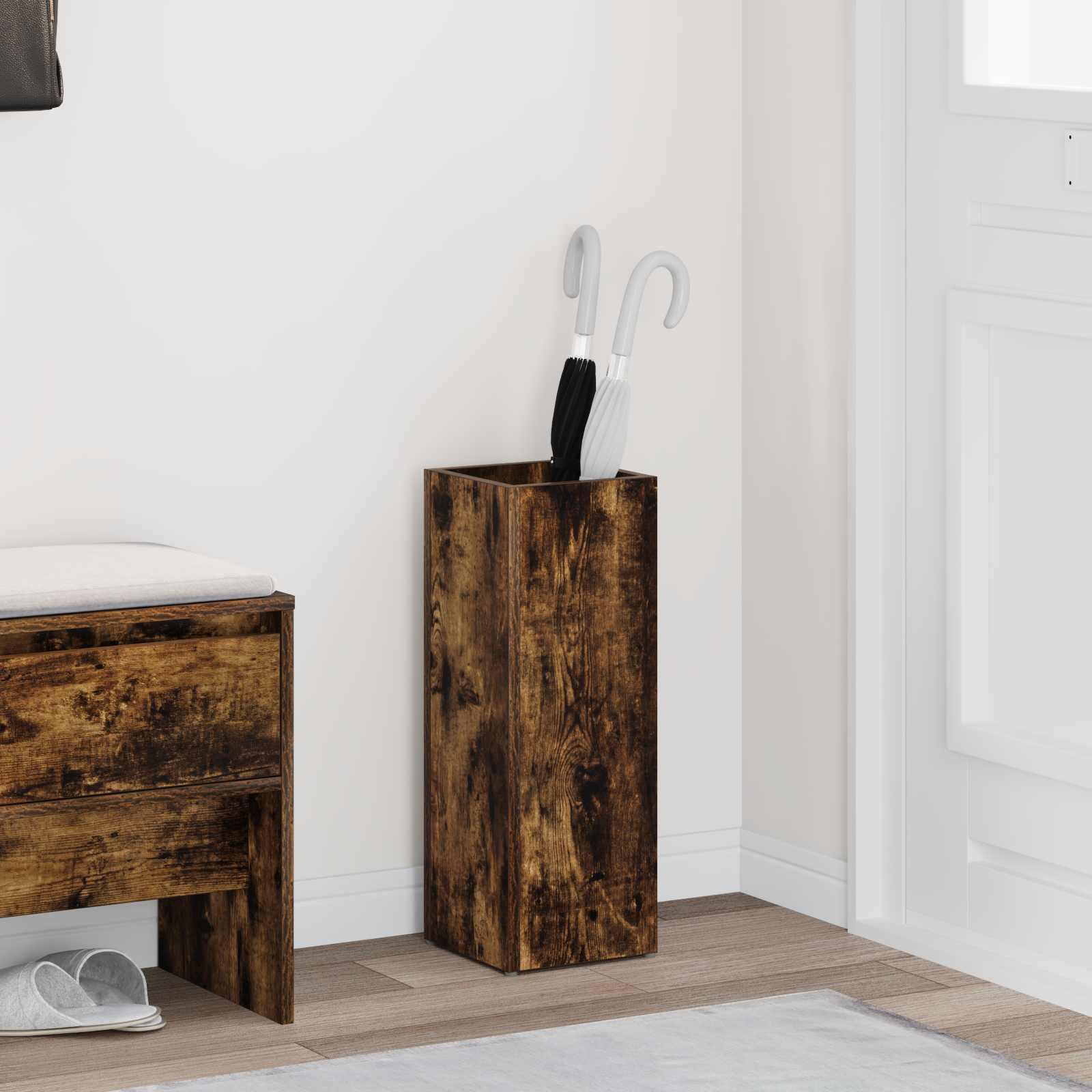 Paraplystativ i røget eg 20 x 20 x 55,5 cm i konstrueret træ
