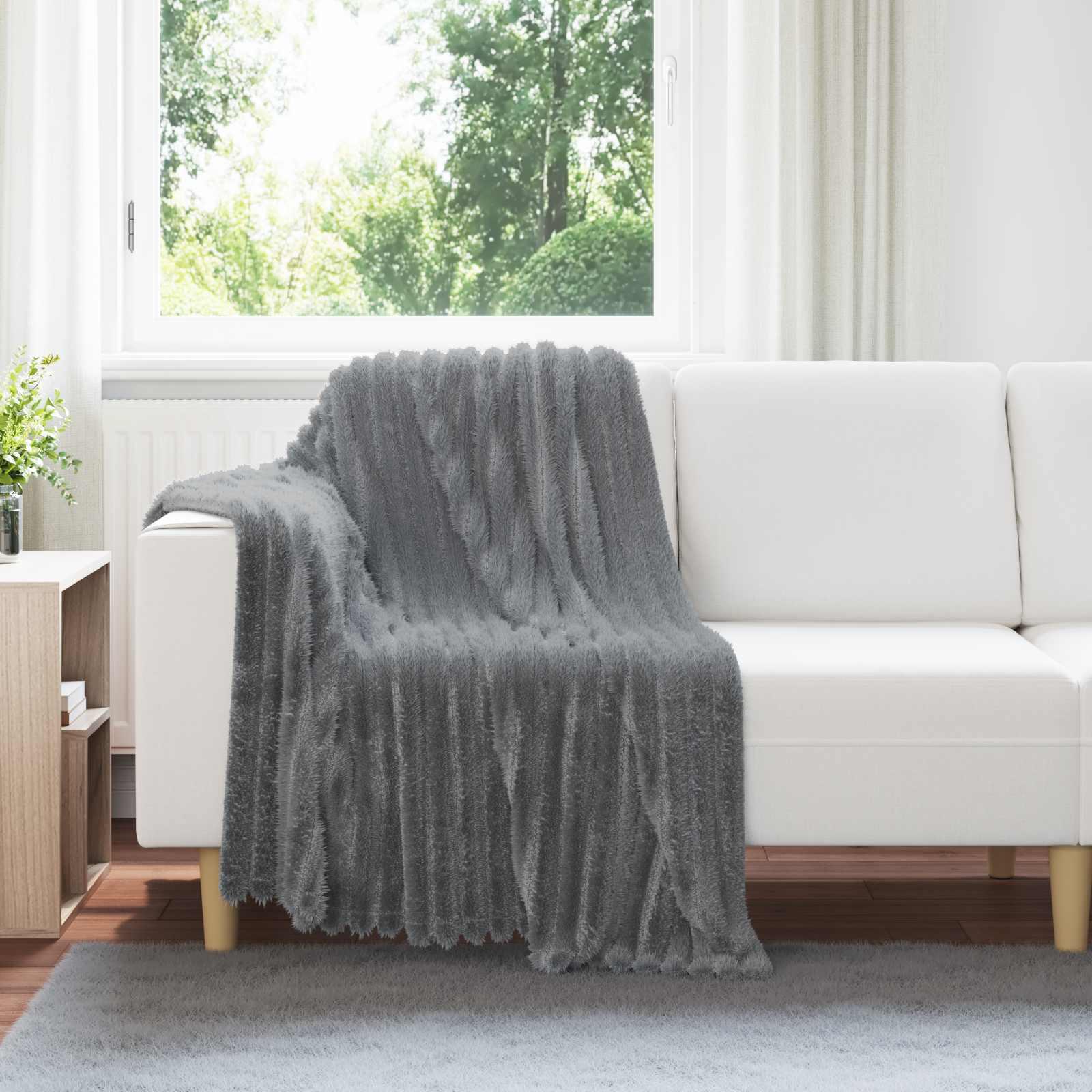 Throw tæppe Mørkegrå 150 x 130 cm Fleece