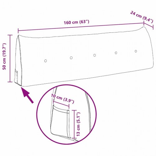 Rygpude Mørkegrå 160 x 24 x 50 cm Stof
