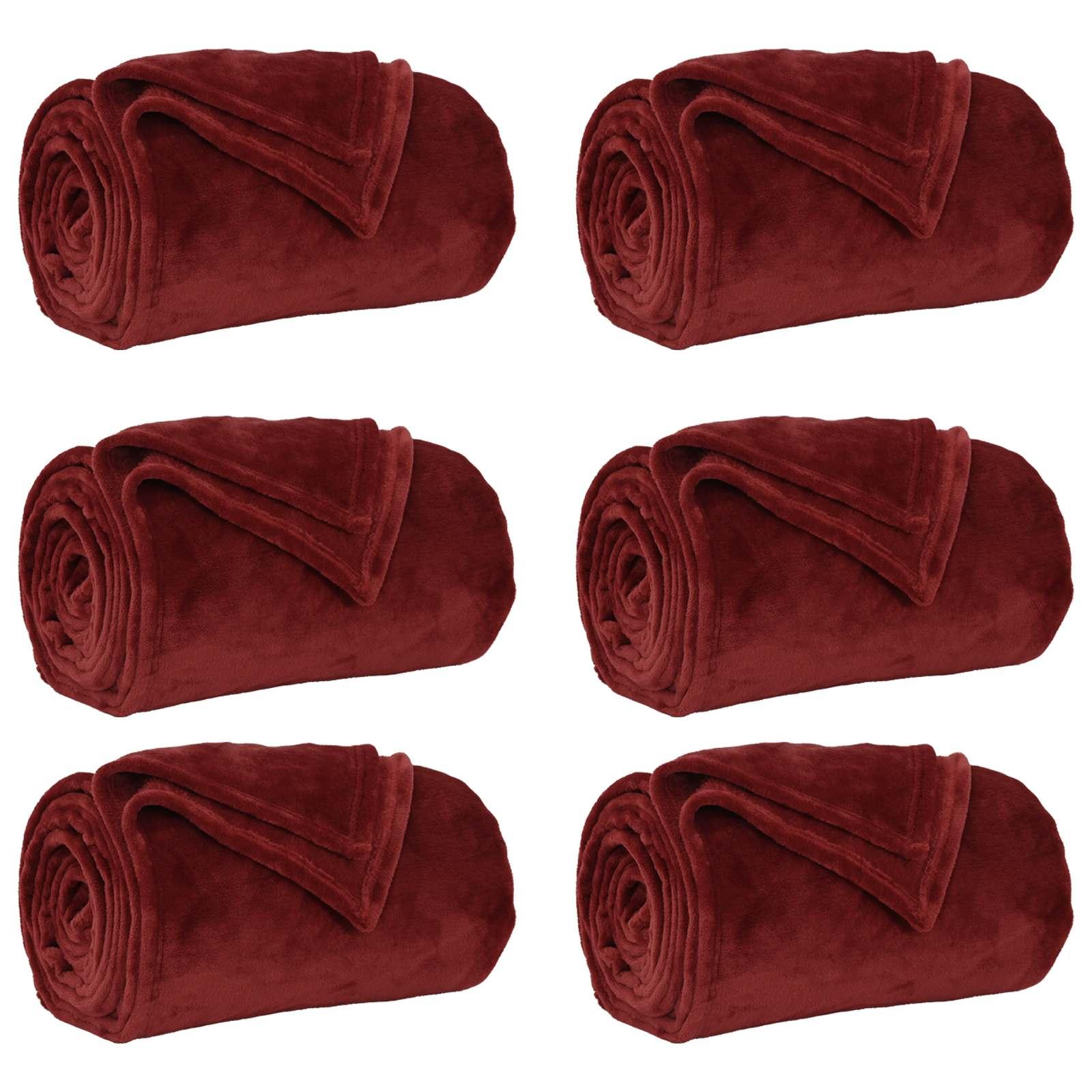 Kastetæpper 6 stk Bordeaux Rød 130 x 150 cm Fleece