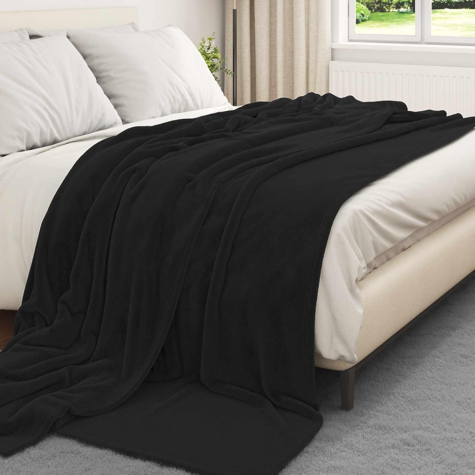 Kastetæpper 6 stk Sort 240 x 270 cm Fleece