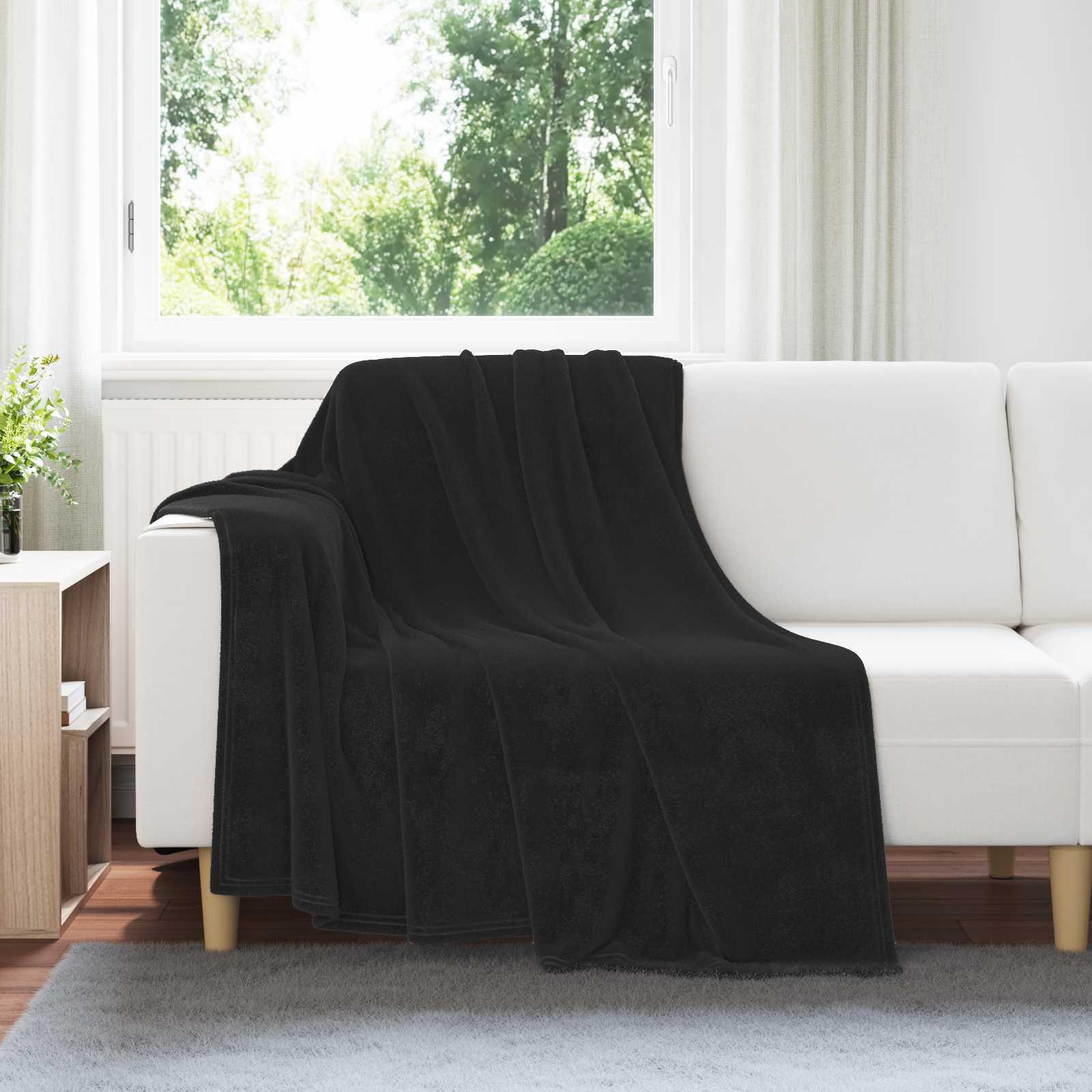 Kastetæpper 6 stk Sort 150 x 200 cm Fleece