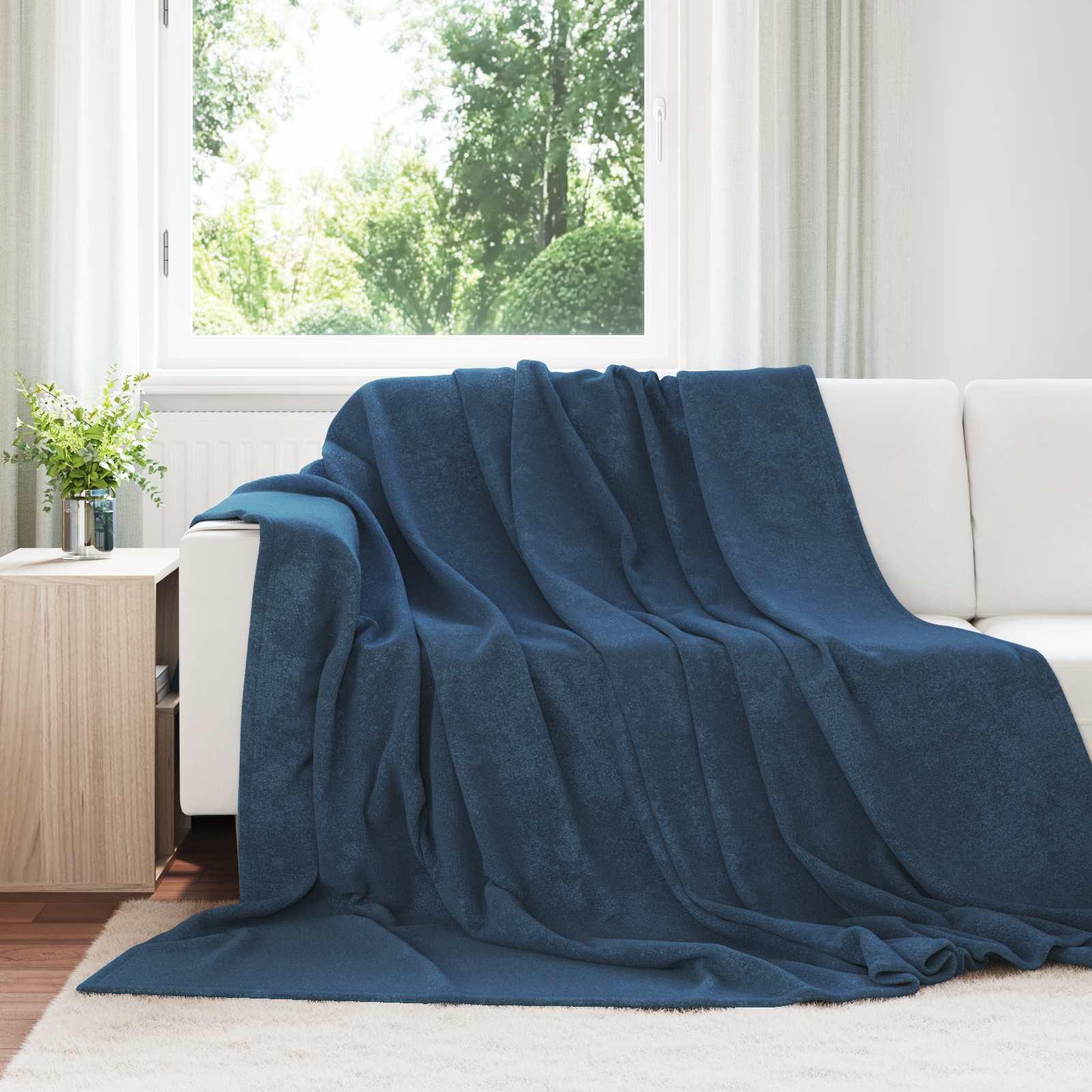 Kastetæpper 6 stk Mørkeblå 220 x 240 cm Fleece