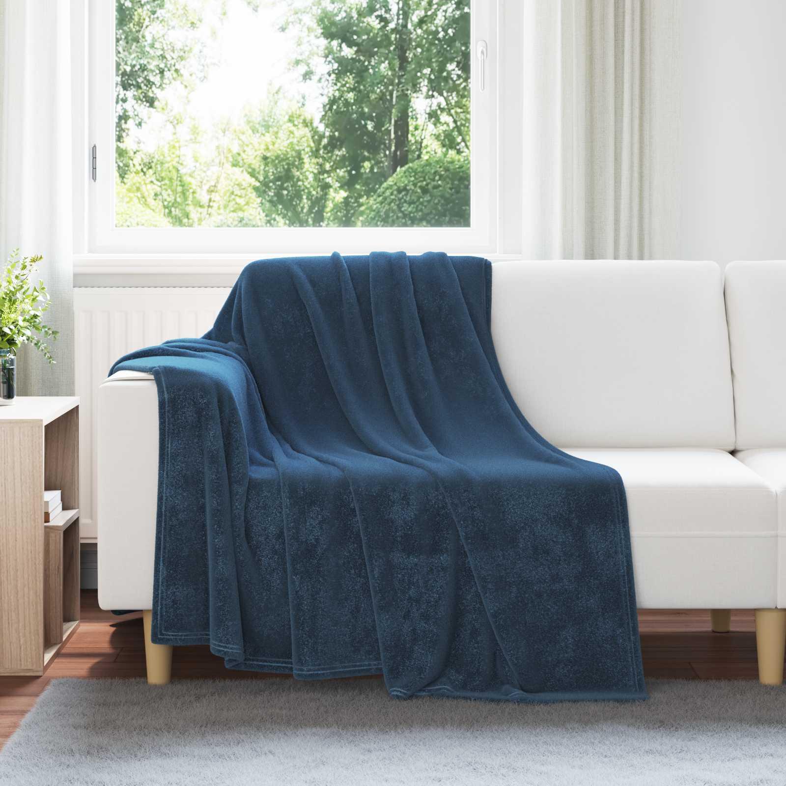 Kastetæpper 6 stk Mørkeblå 150 x 200 cm Fleece