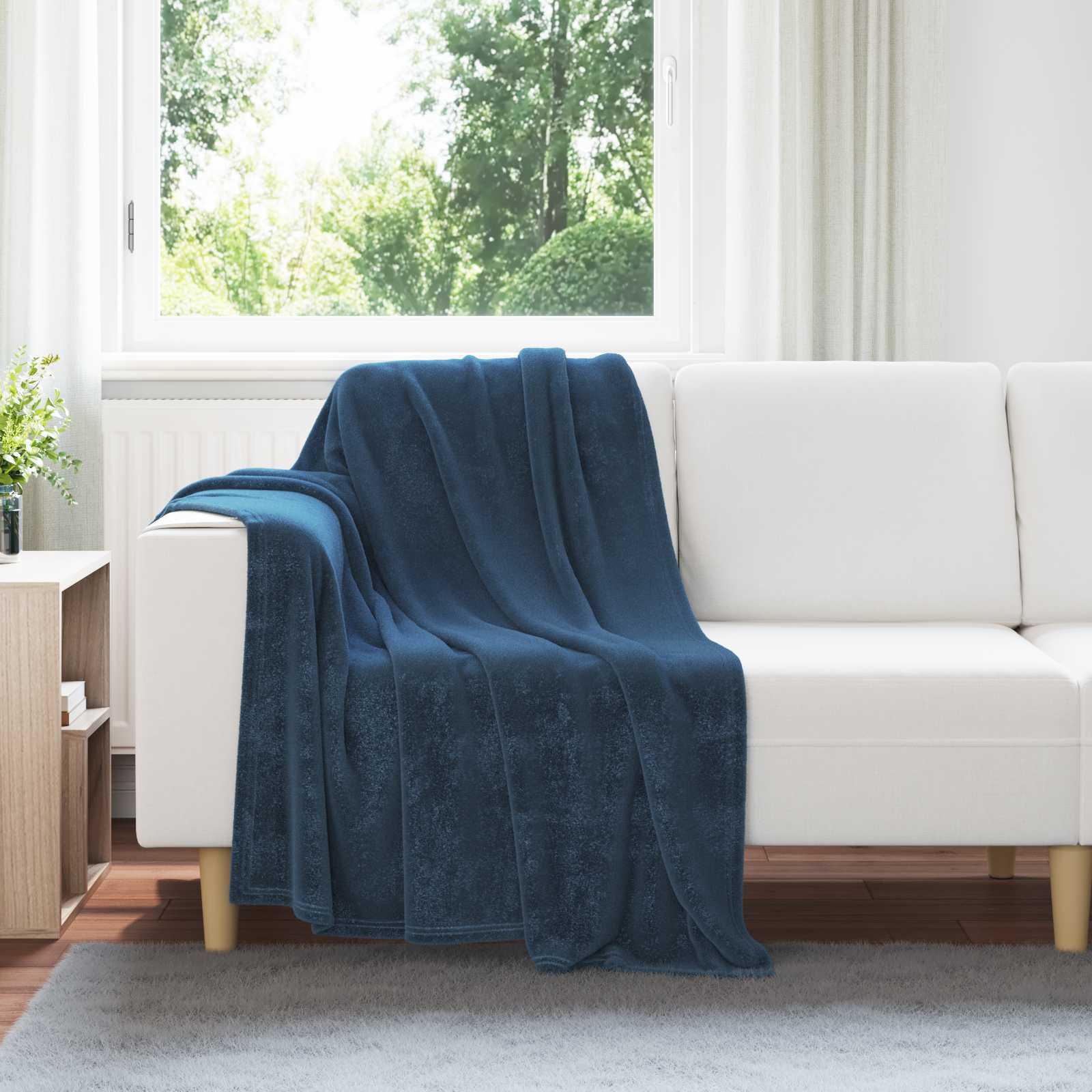 Kastetæpper 6 stk Mørkeblå 130 x 150 cm Fleece