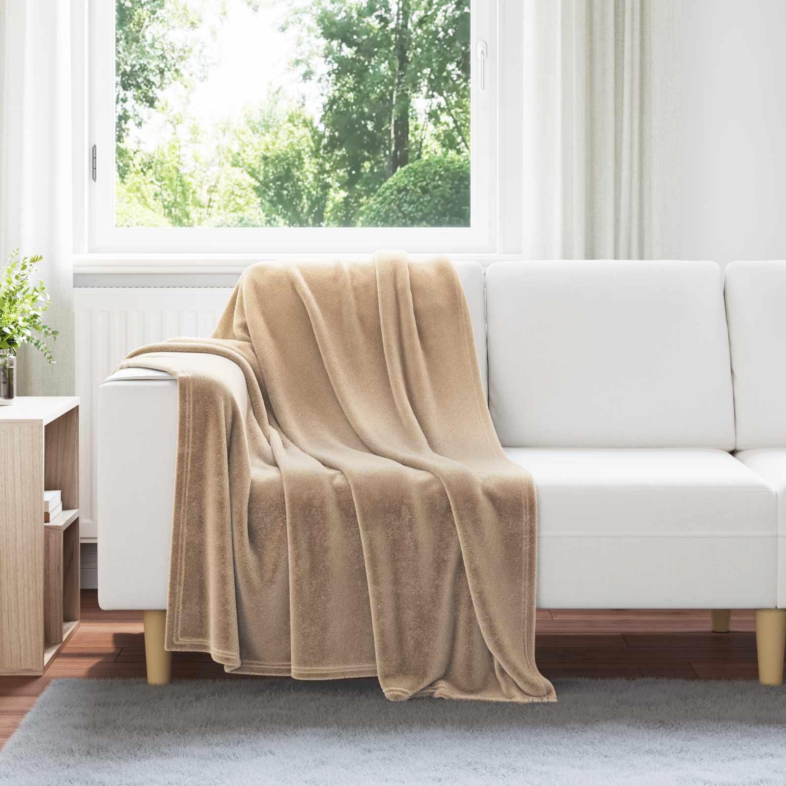 Kastetæpper 6 stk Camel 130 x 150 cm Fleece