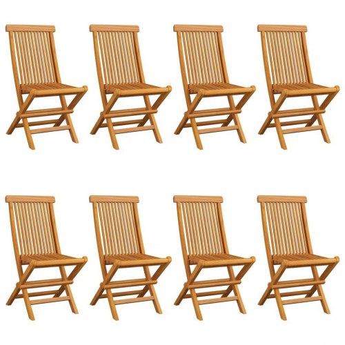 Foldbare havestole i massivt teaktræ med antracitgrå hynder - 8 stk.