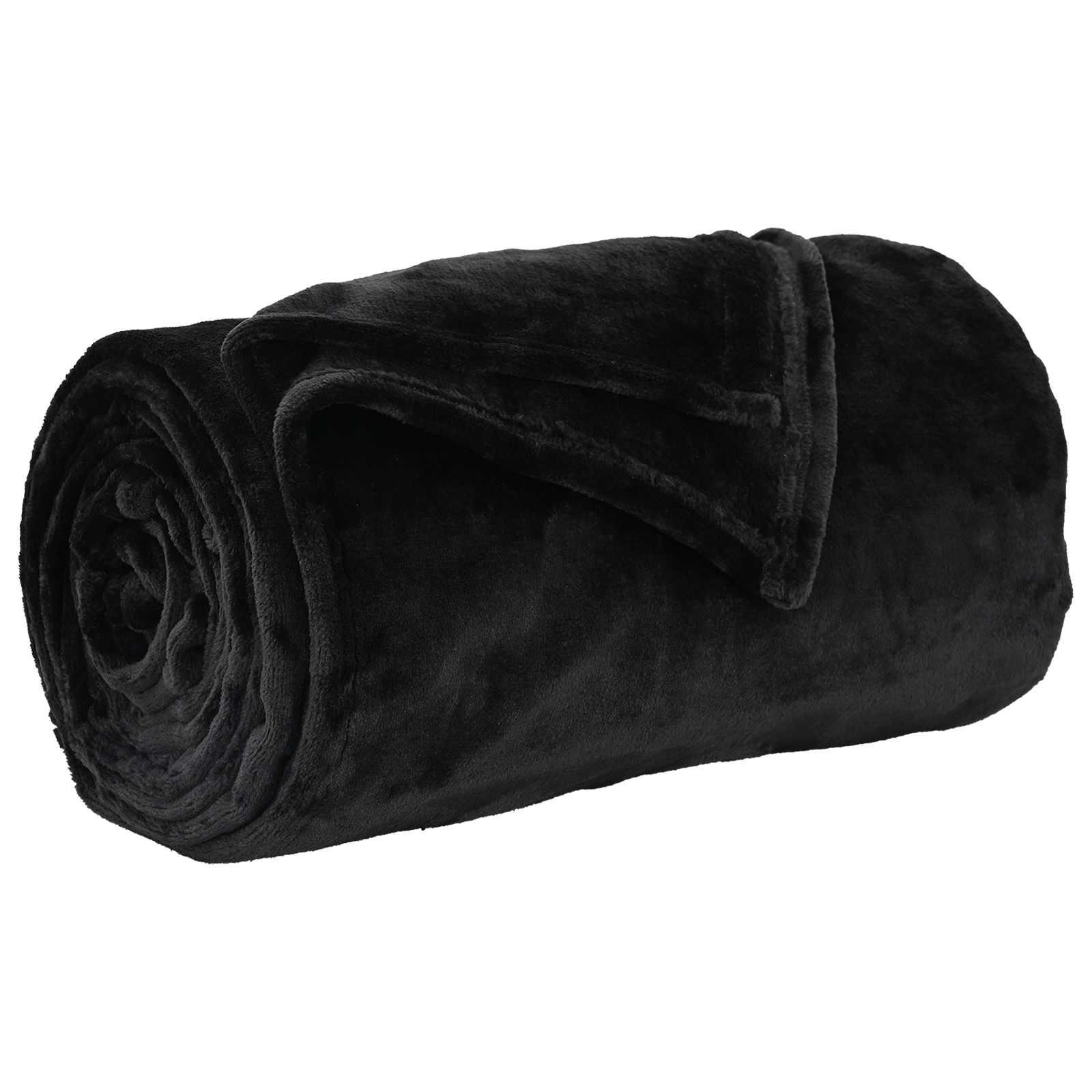 Throw tæppe Sort 130 x 150 cm Fleece