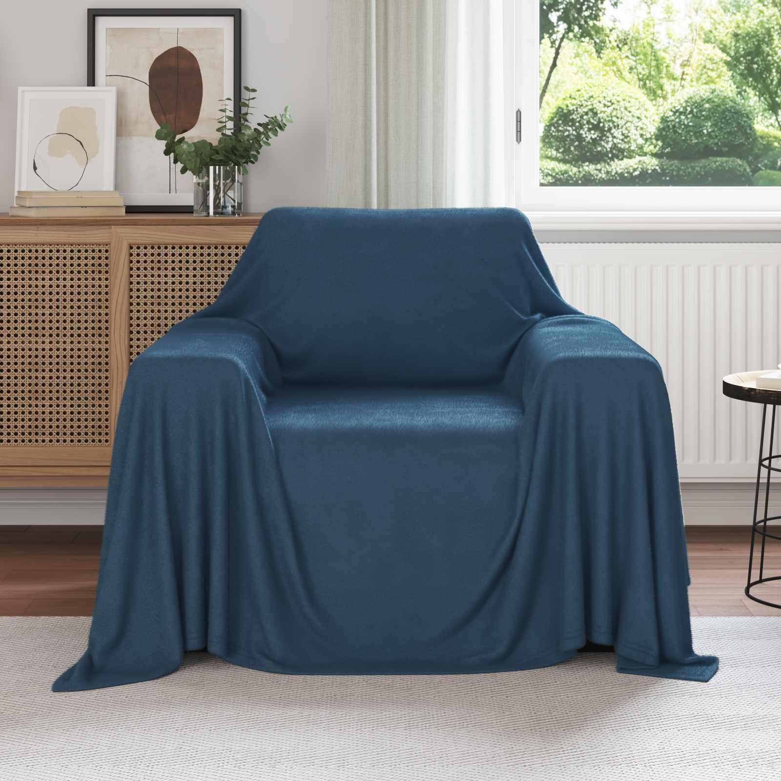 Kastetæpper 6 stk Mørkeblå 210 x 140 cm Fleece