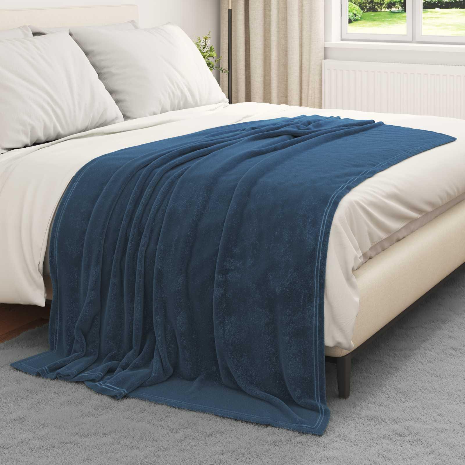 Throw tæppe Mørkeblå 150 x 200 cm Fleece