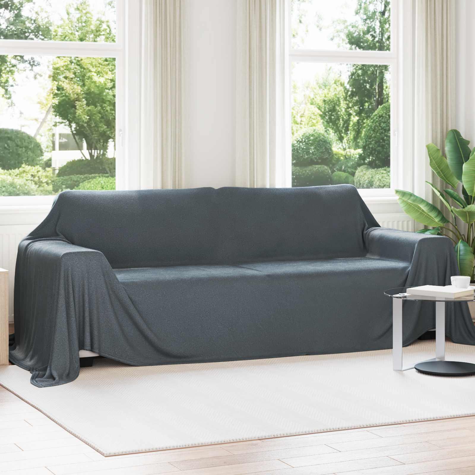 Kastetæpper 6 stk Mørkegrå 350 x 270 cm Fleece