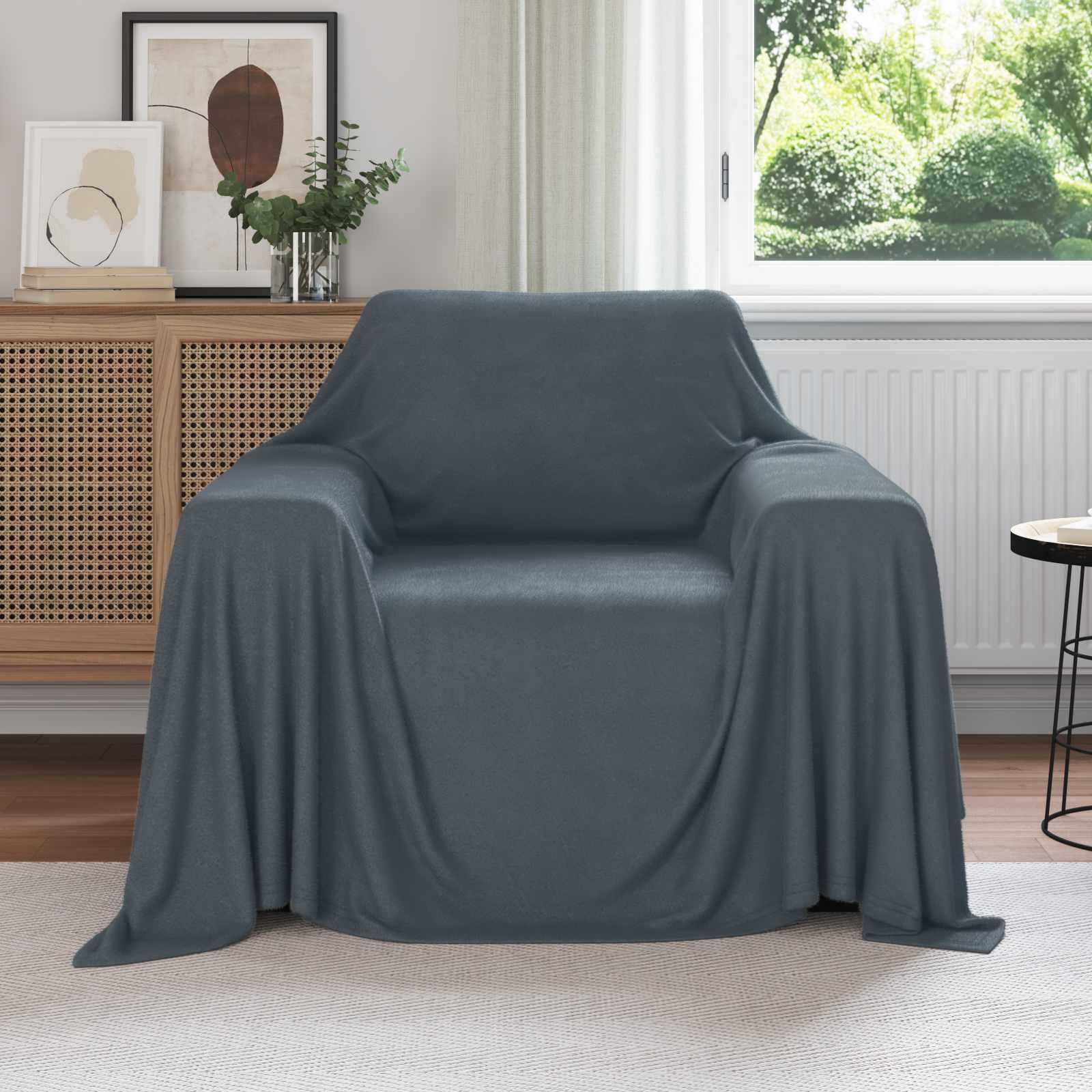 Kastetæpper 6 stk Mørkegrå 210 x 140 cm Fleece