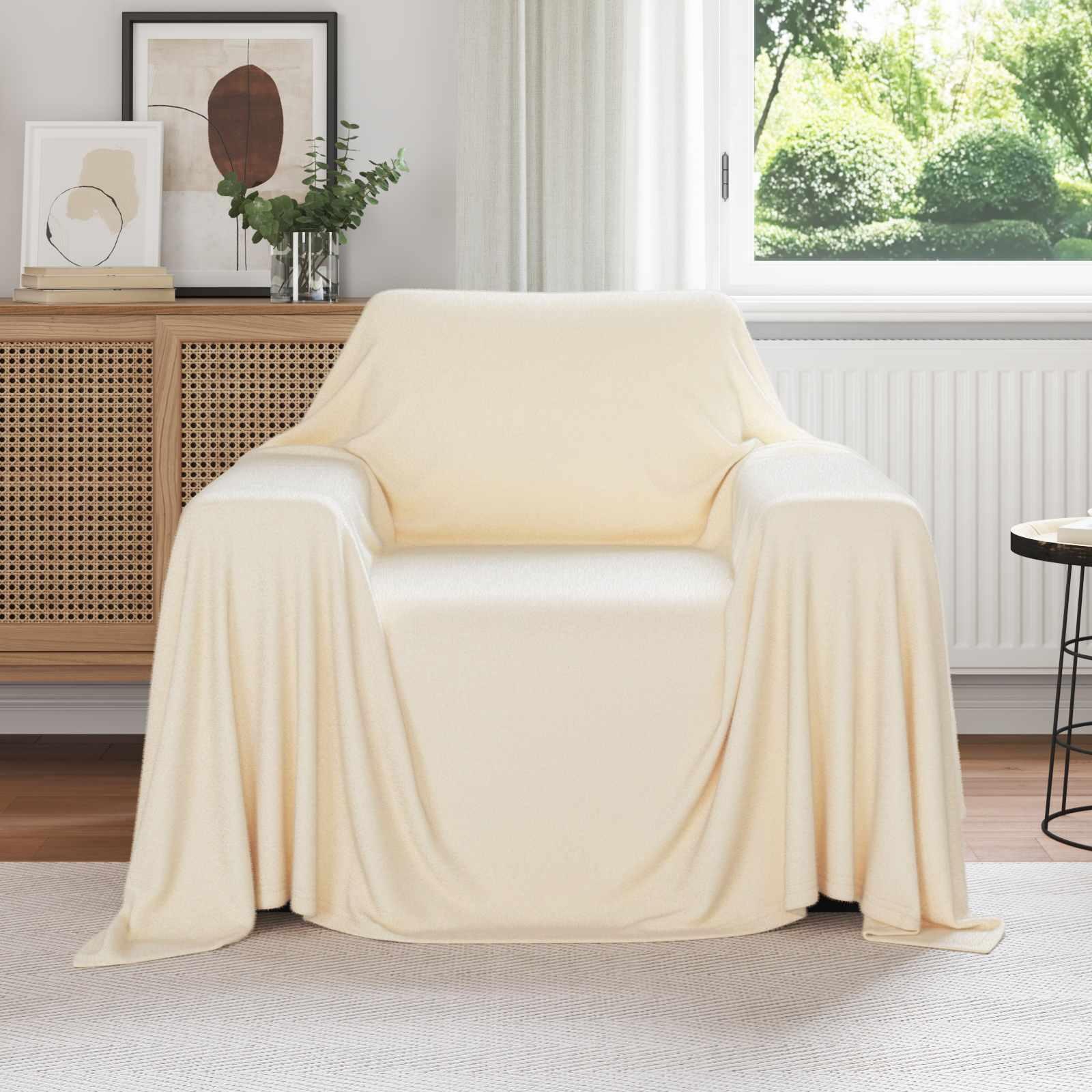 Kastetæpper 6 stk Creme 210 x 140 cm Fleece