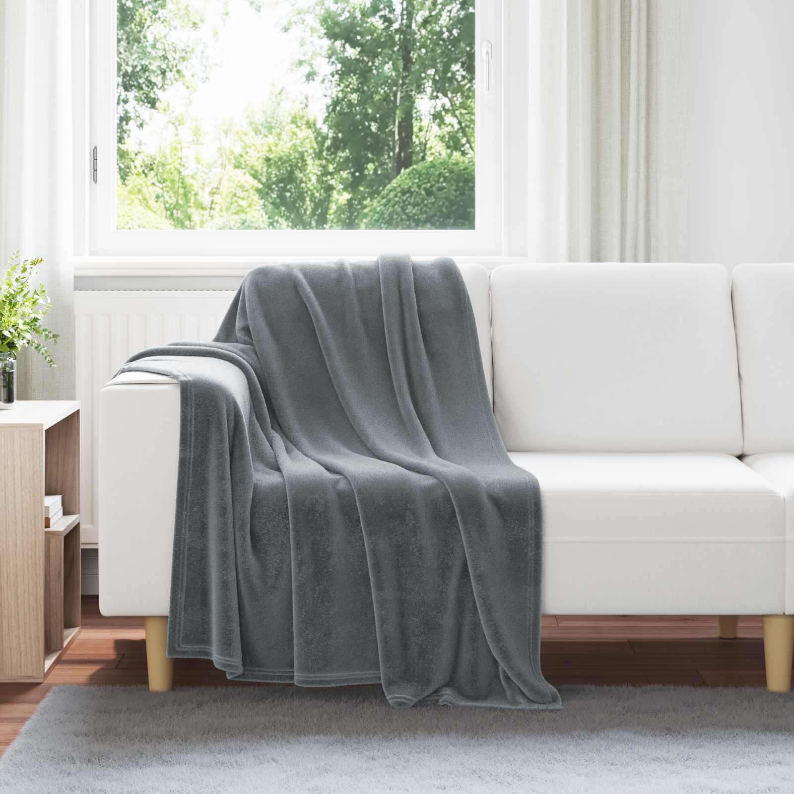 Throw tæppe Mørkegrå 130 x 150 cm Fleece