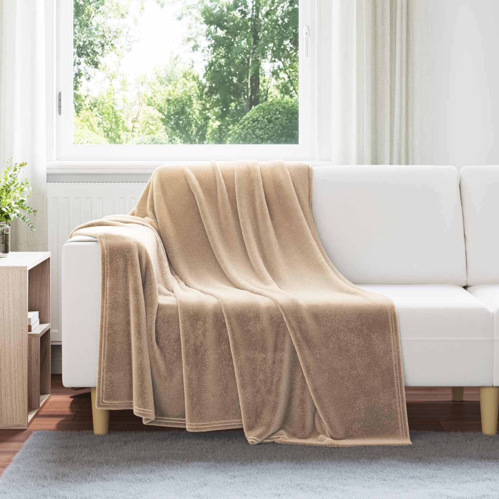 Throw tæppe Camel 150 x 200 cm Fleece