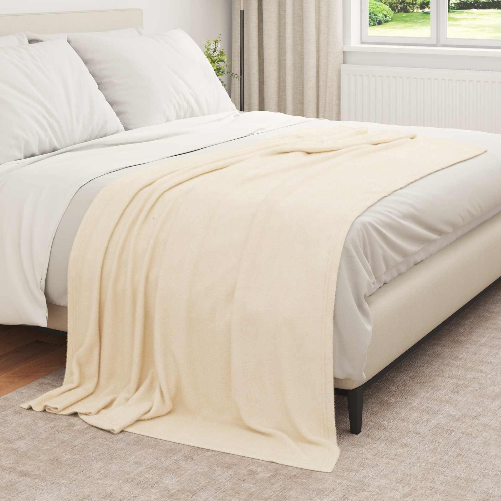 Throw tæppe Creme 210 x 140 cm Fleece