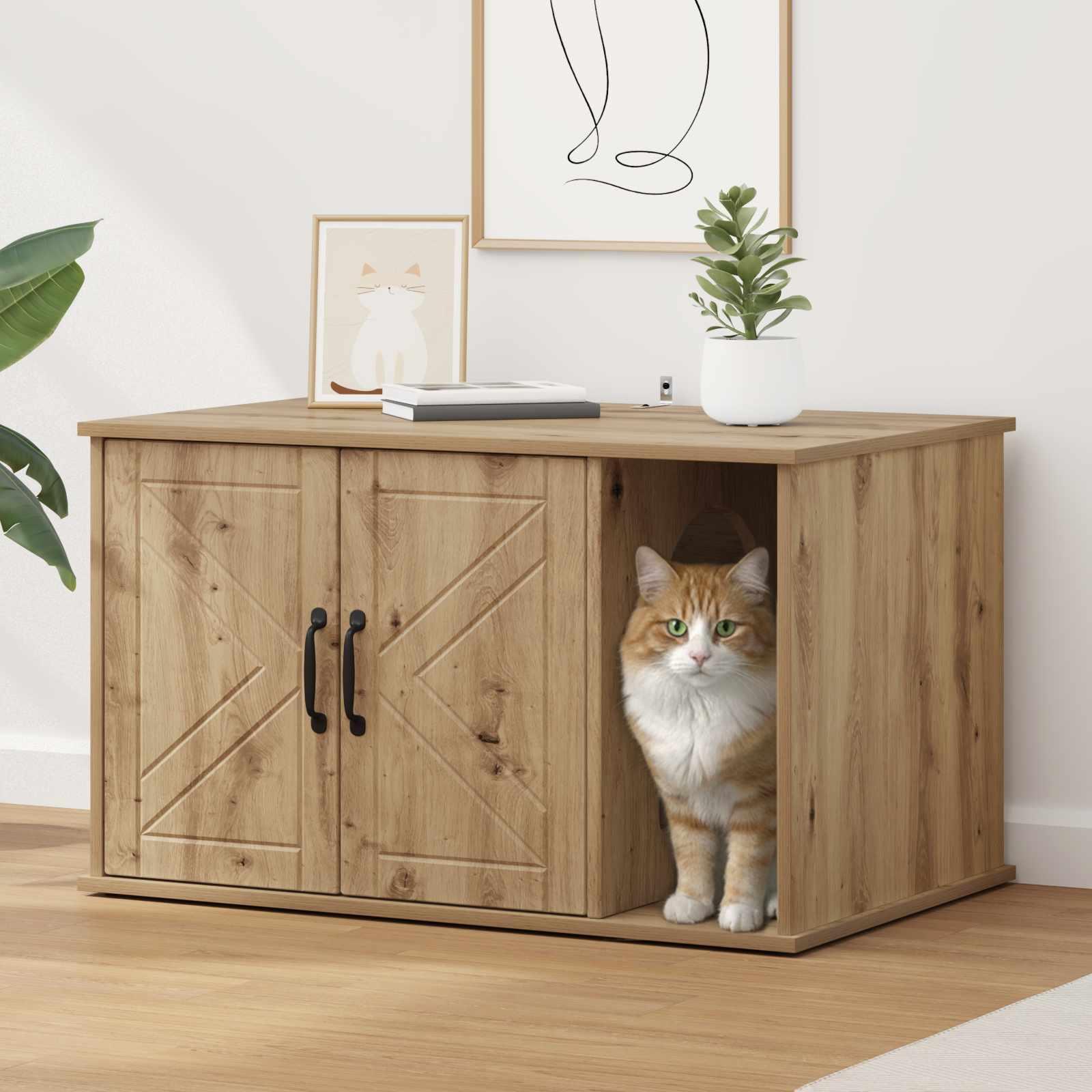 Kat Hus Artisan eg 85 x 55 x 50 cm Konstrueret træ