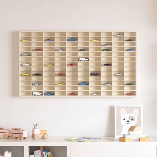 Vægdisplaykasse med hylde Beige 98 x 4,5 x 55 cm Konstrueret træ