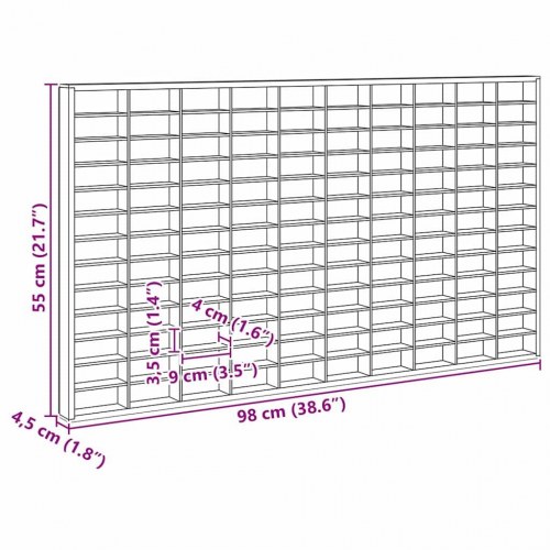 Vægdisplaykasse med hylde Beige 98 x 4,5 x 55 cm Konstrueret træ