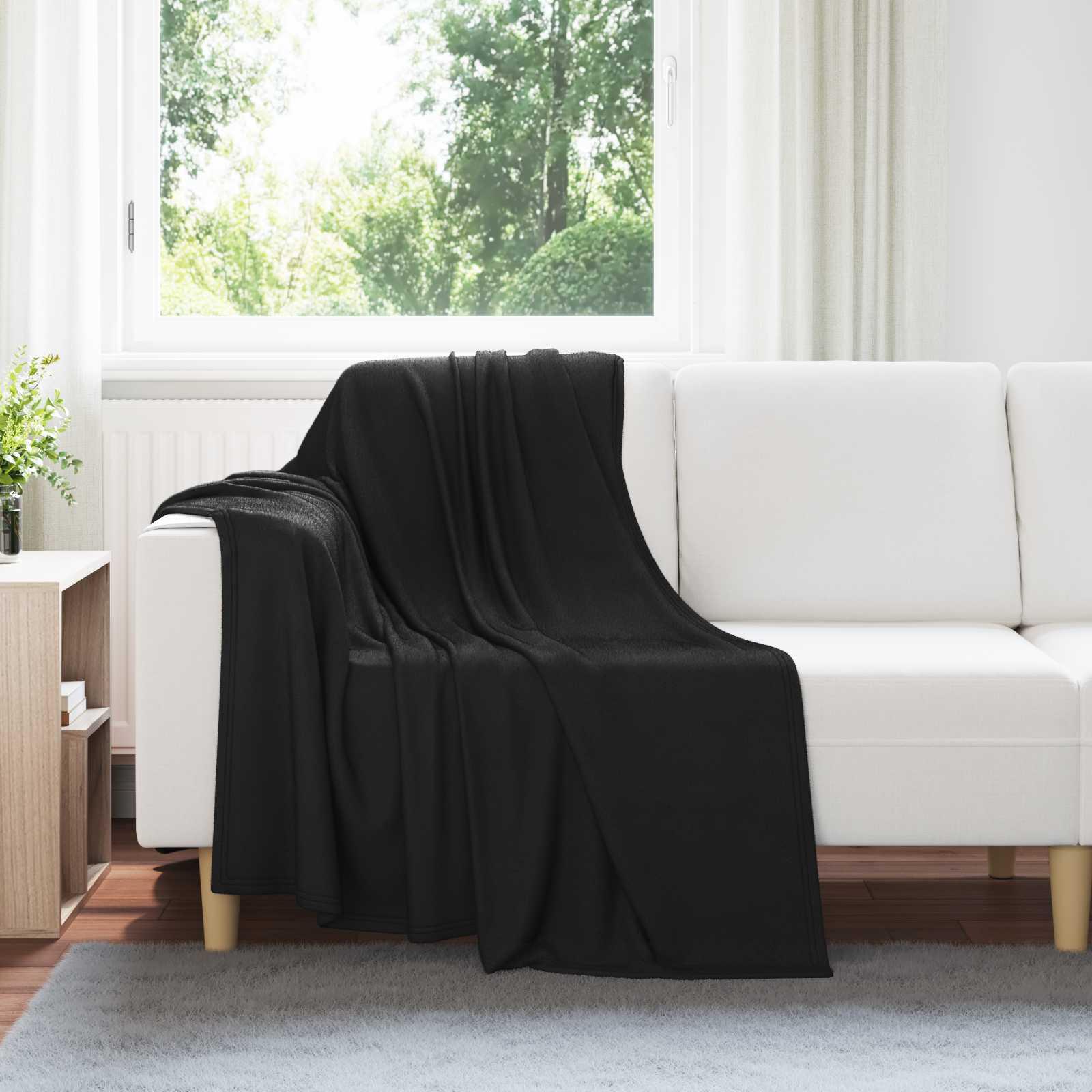 Kastetæpper 24 stk Sort 170 x 130 cm Fleece