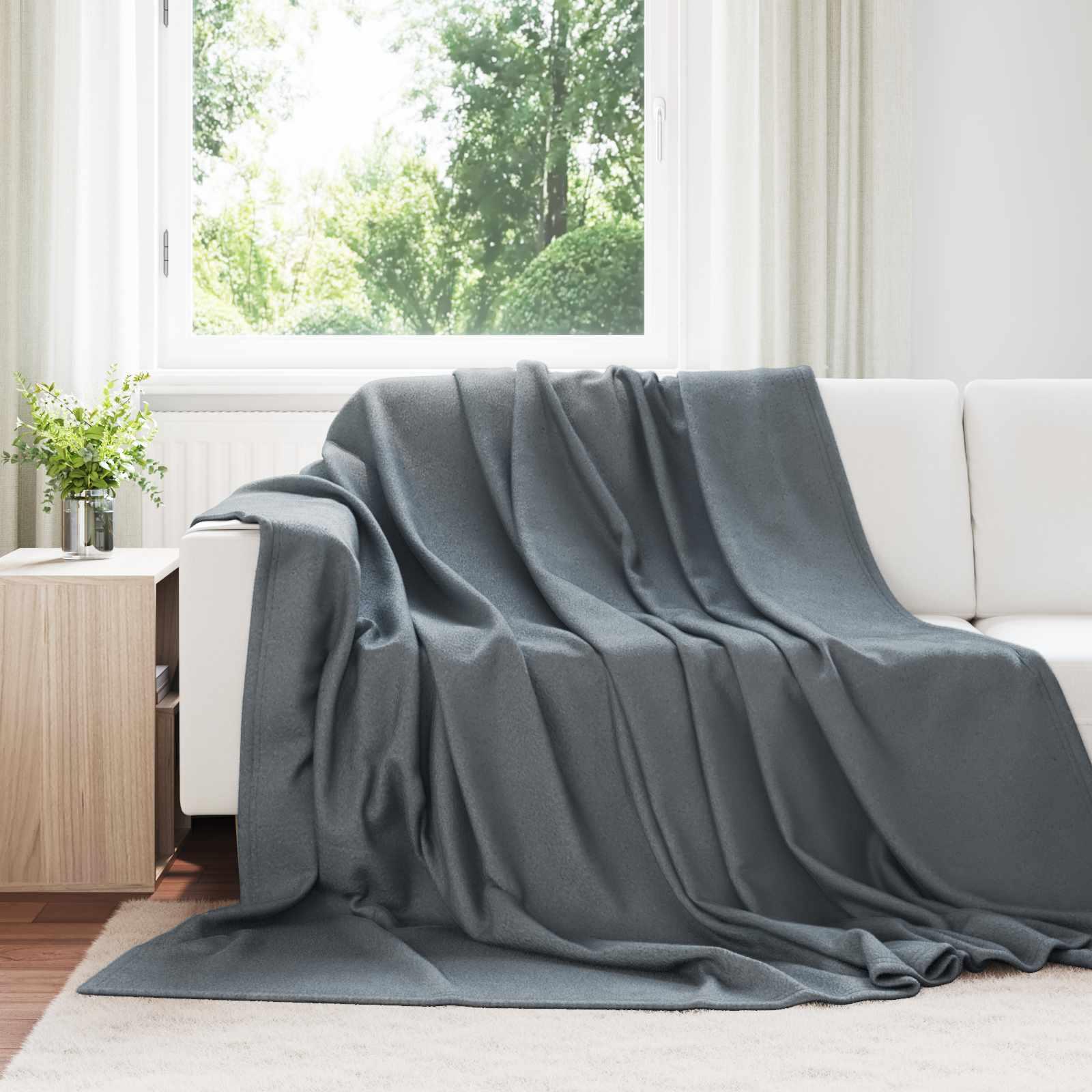 Kastetæpper 170 X 130 Cm Fleece - Mørkegrå / 240 x 270 cm / 24