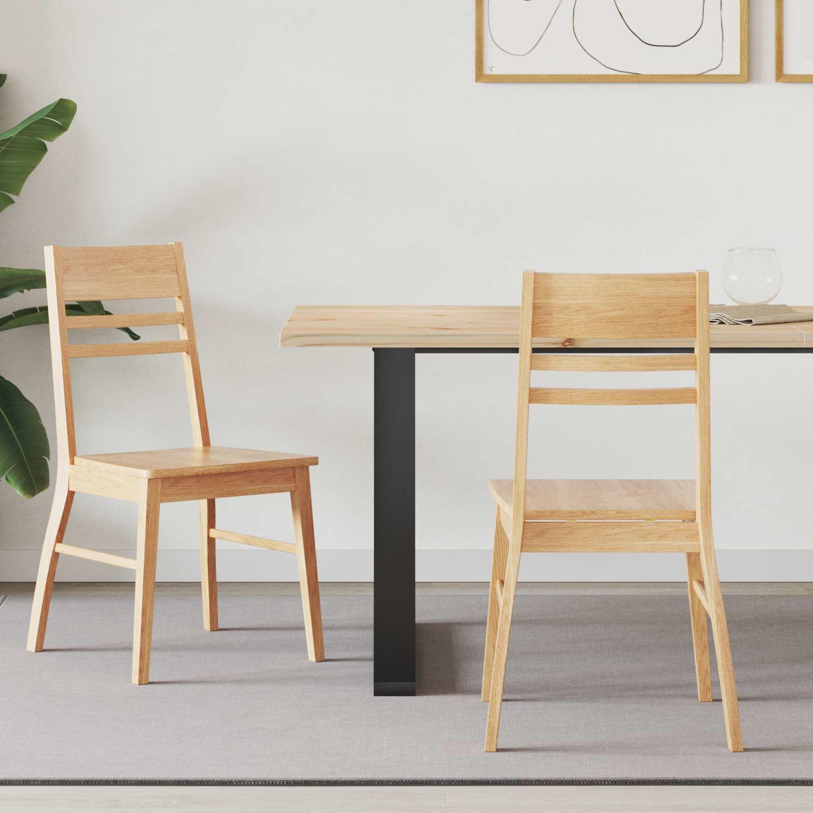Spisestole 2 stk Naturfarvet 43 x 54 x 89 cm Massiv Gummitræ