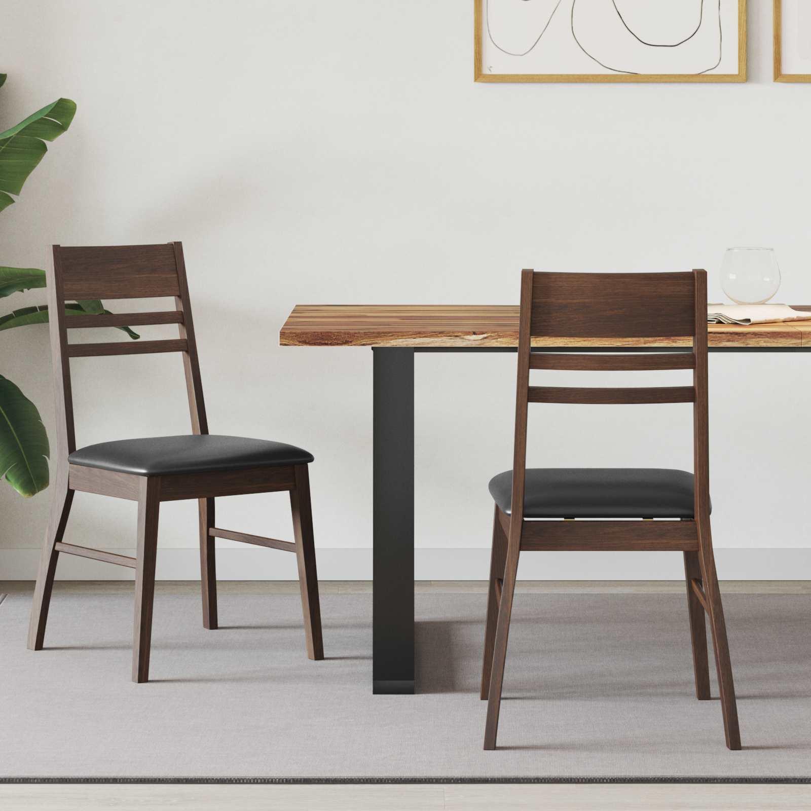 Spisestole 2 stk Lys Brun 43 x 54 x 89 cm Massiv Gummitræ