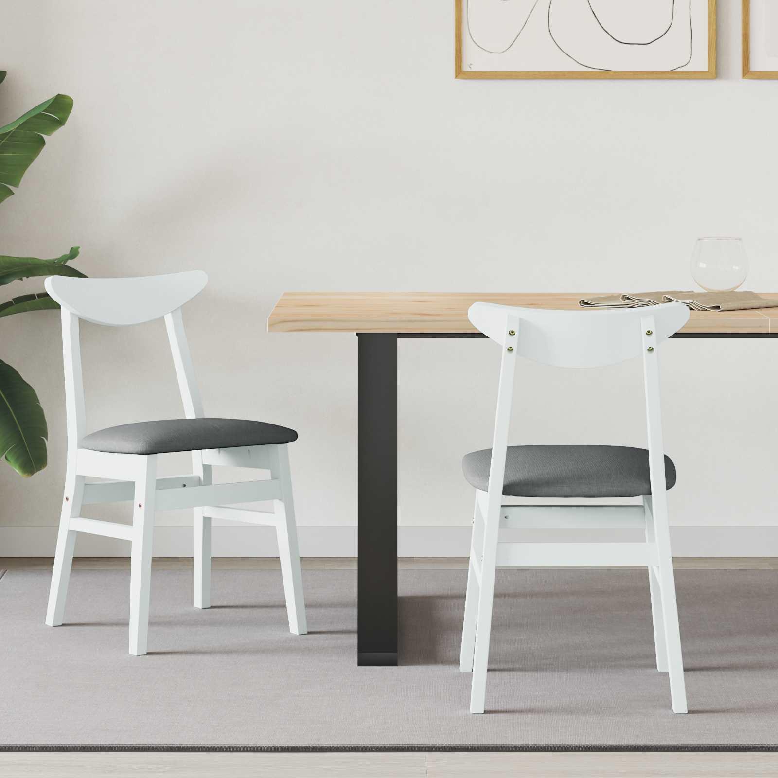 Spisestole 2 stk Hvid 42 x 47,5 x 81 cm Massiv Gummitræ