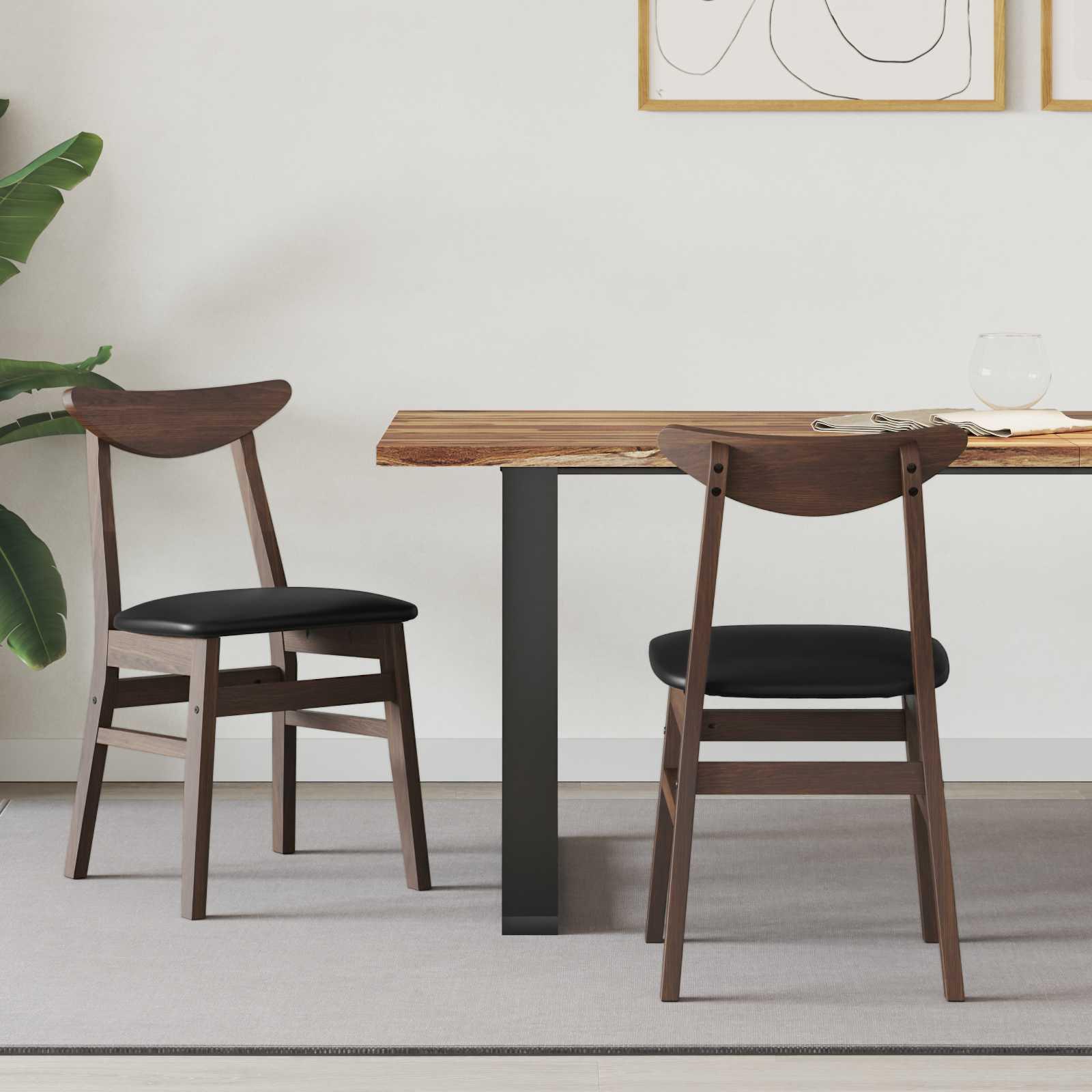 Spisestole 2 stk Lys Brun 42 x 47,5 x 81 cm Massiv Gummitræ