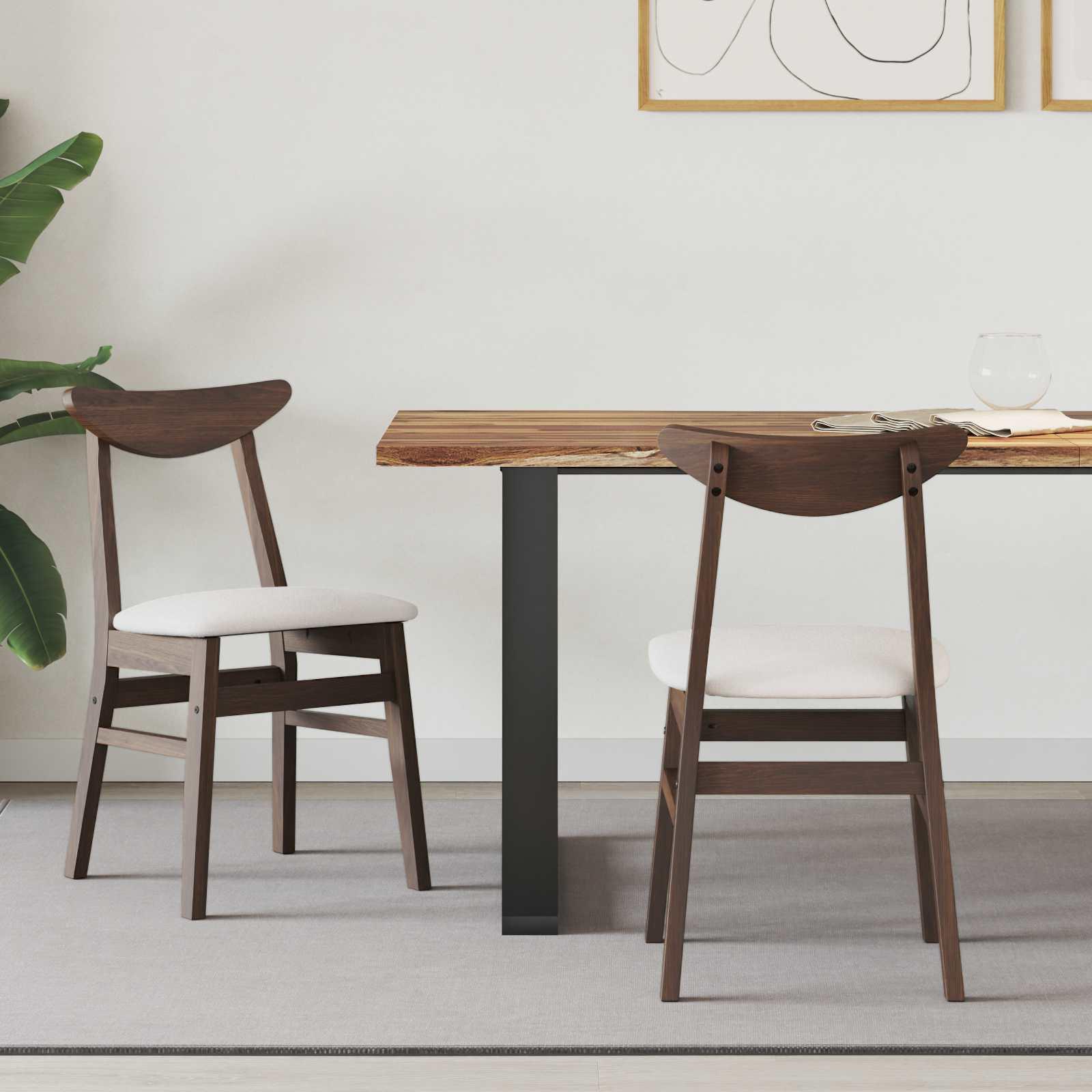 Spisestole 2 stk Lys Brun 42 x 47,5 x 81 cm Massiv Gummitræ