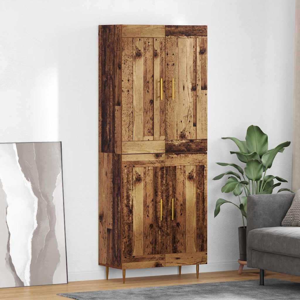 Highboard i gammelt trælook - konstrueret træ, 69,5 × 34 × 180 cm