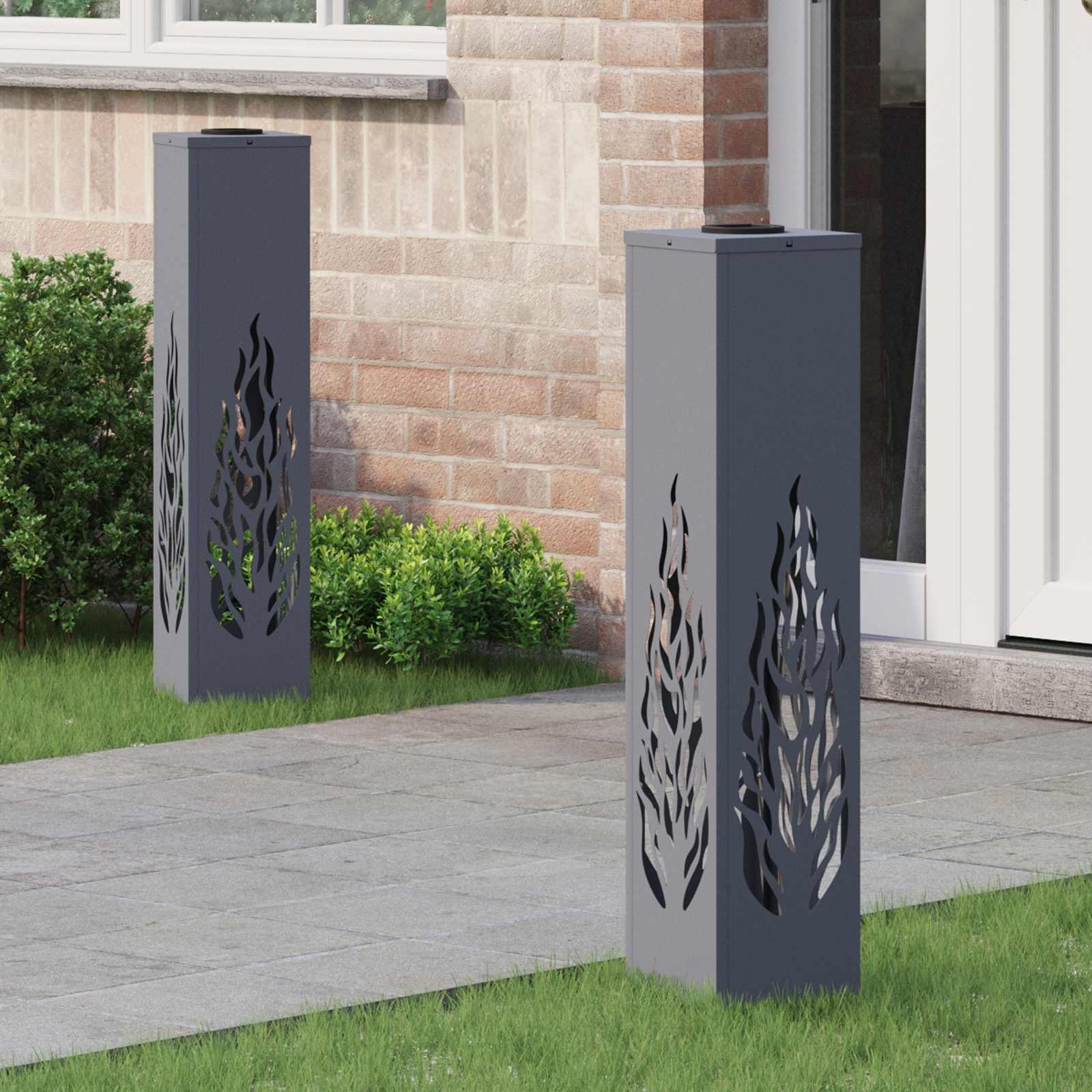 Solar LED sti lys 2 stk Antracit Koldvalset Stål