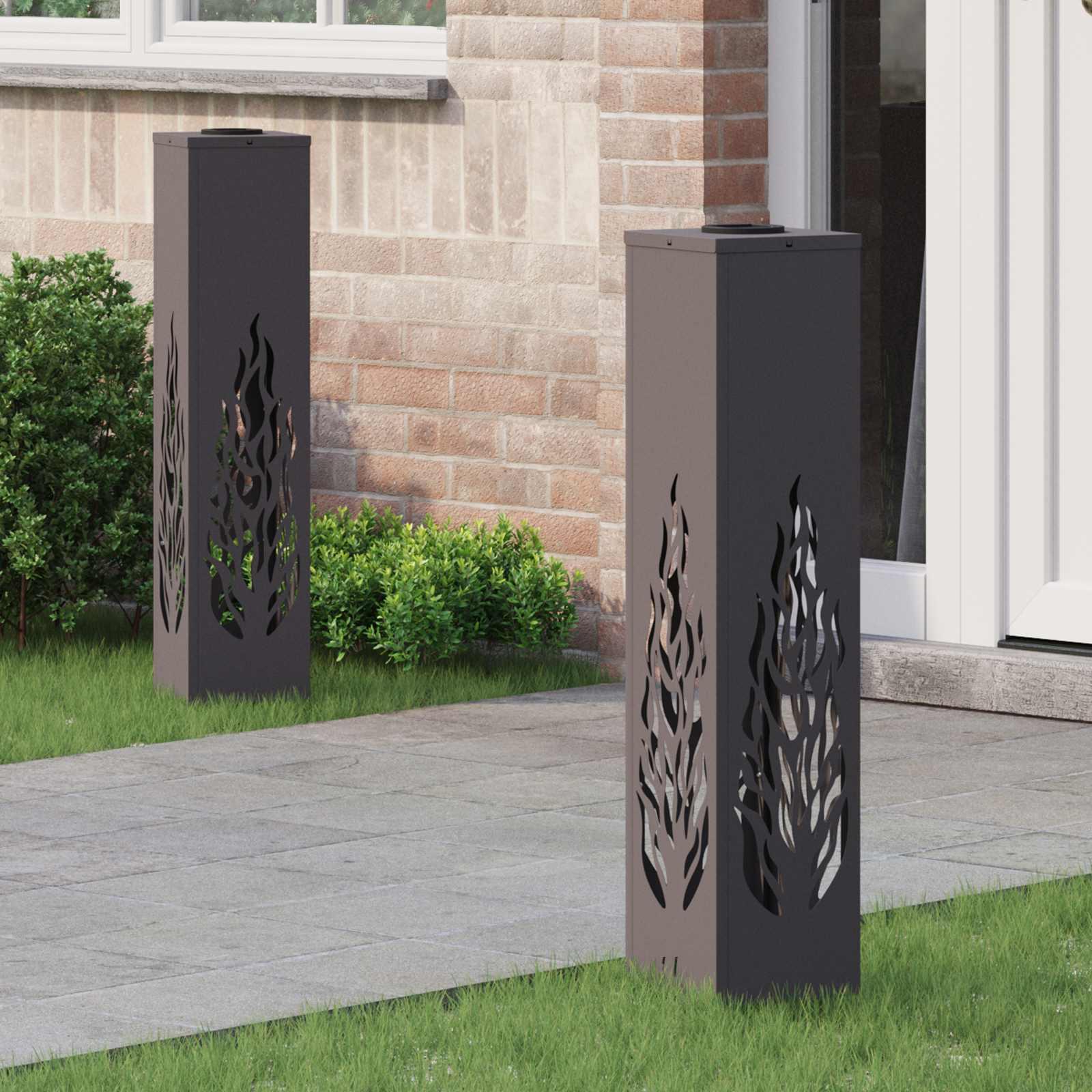 Solar LED sti lys 2 stk Sort Koldvalset Stål