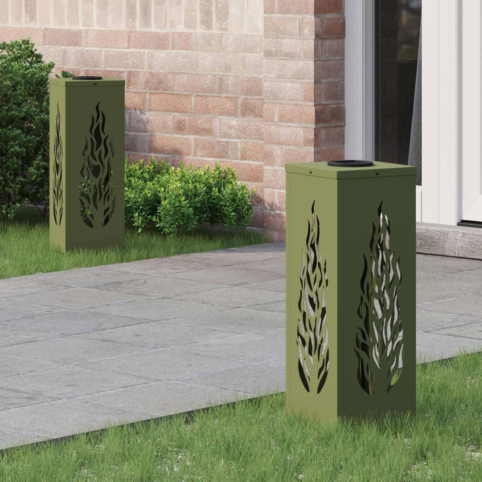 Solar LED sti lys 2 stk Oliven grøn Koldvalset Stål