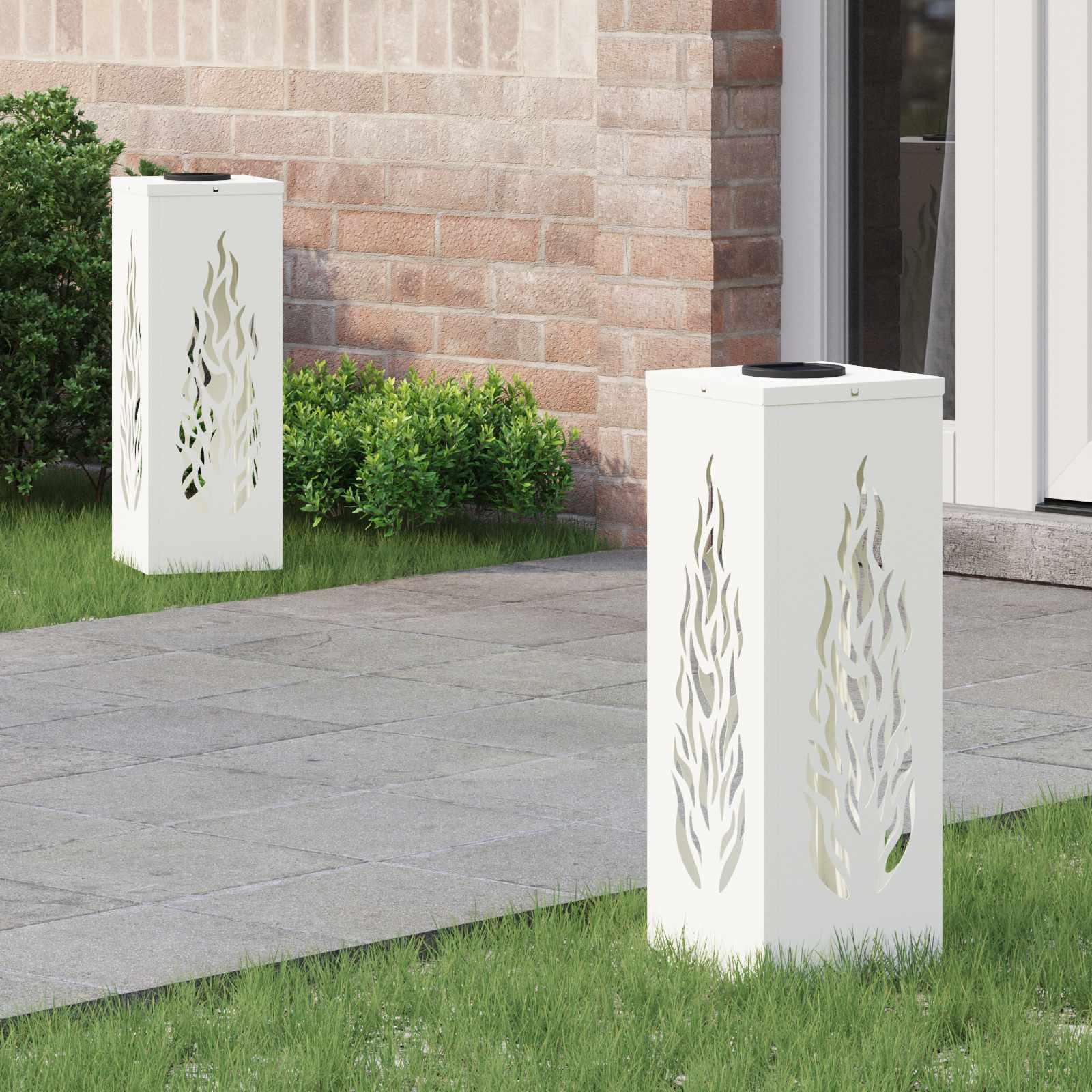 Solar LED sti lys 2 stk Hvid Koldvalset Stål