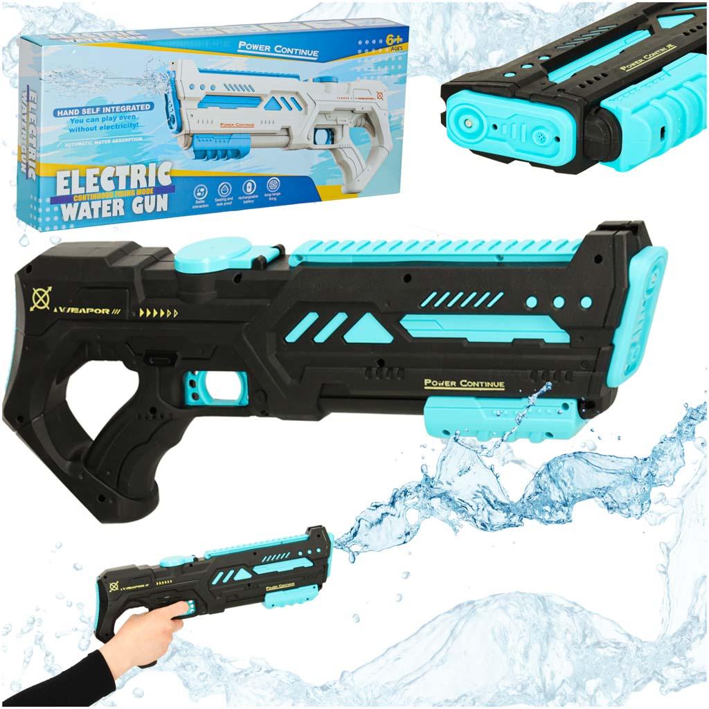 Elektrisk vandpistol - rifle, sort/blå, 45 cm, 10 m rækkevidde
