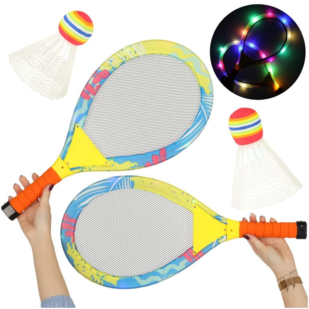 LED-lysende badminton sæt 2 ketchere + 2 fjerbolde