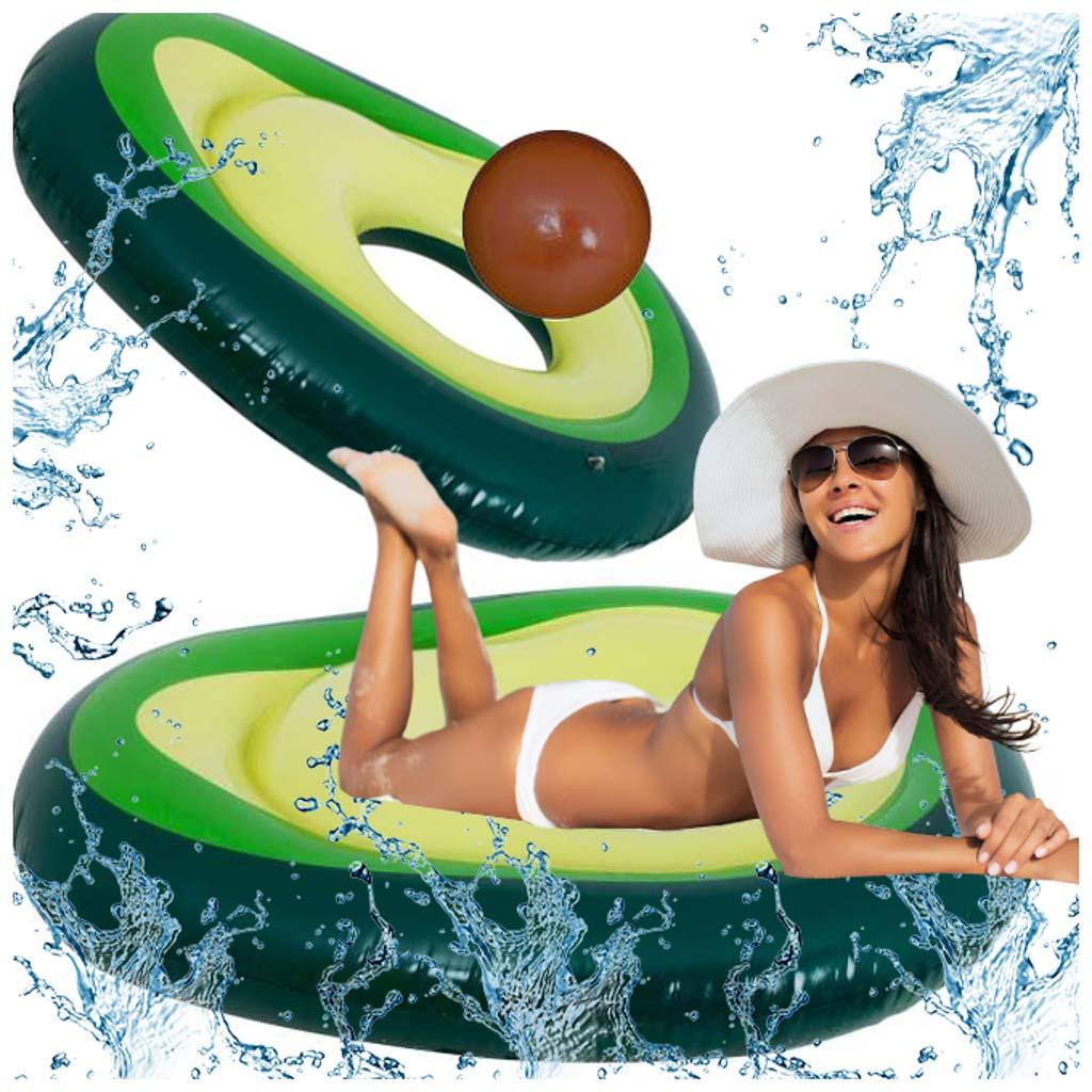 Oppustelig bademadras med avocado-bold (kerne) - XL 150 cm