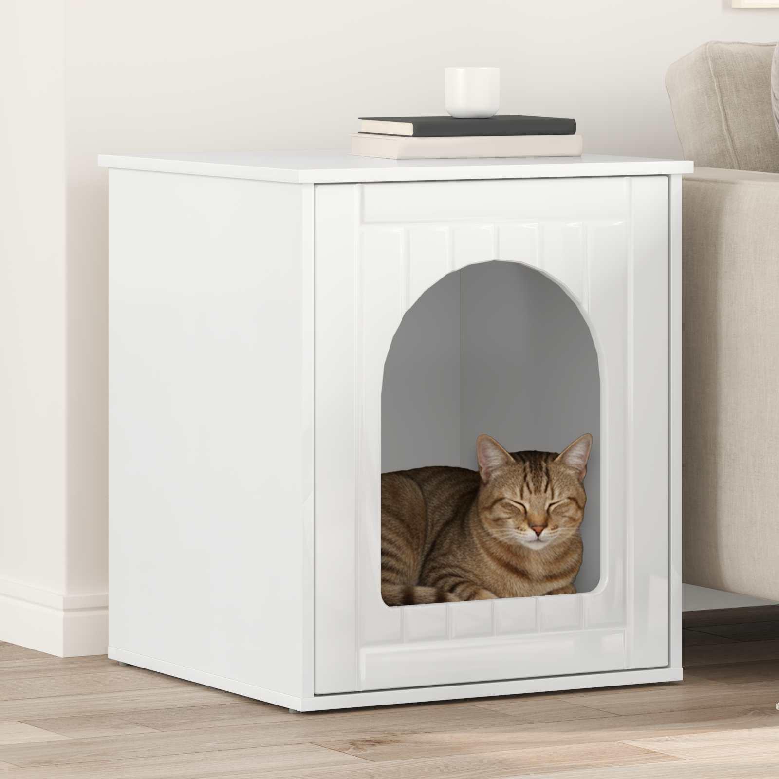 Kat Hus Gloss Hvid 53 x 52 x 62 cm Konstrueret træ