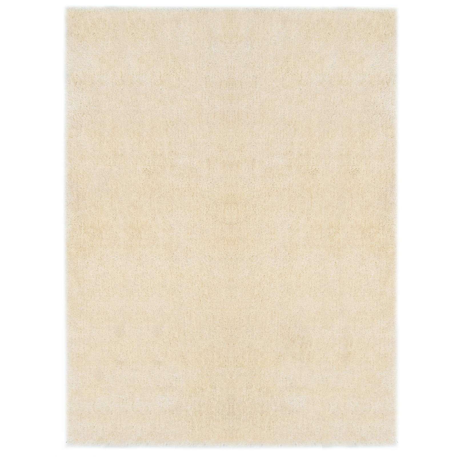 Shaggy områdetæppe - creme 120 × 160 cm, høj luv i polyethylen