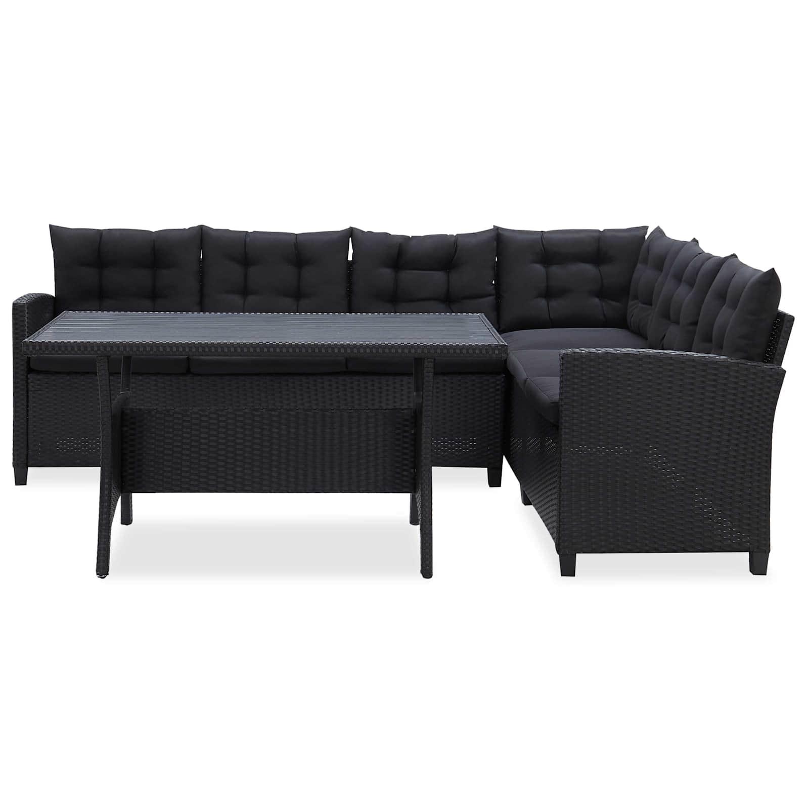 Udendørs møbel sæt Sort polyrattan