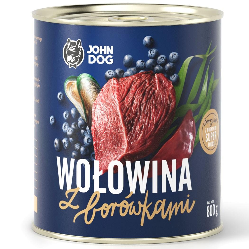 JOHN DOG Berry Line â OksekÃ¸d med blÃ¥bÃ¦r vÃ¥dfoder til hund â 800 g