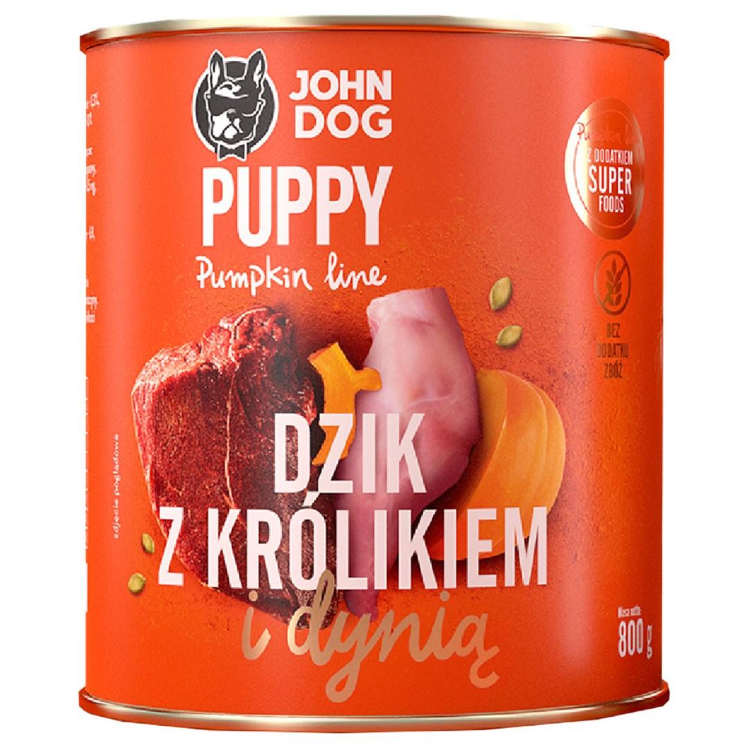 JOHN DOG Pumpkin Puppy â vÃ¥dfoder til hvalp, vildsvin med kanin og grÃ¦skar â 800 g