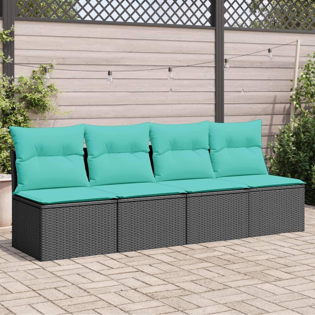 4-personers havesofa med hynder polyrattan sort