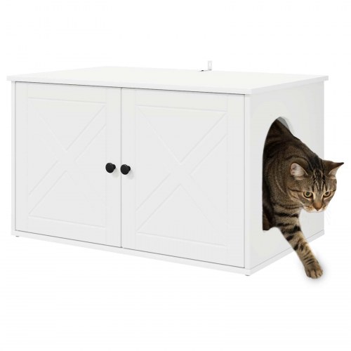 Kat Hus Hvid 85 x 55 x 50,5 cm Konstrueret træ